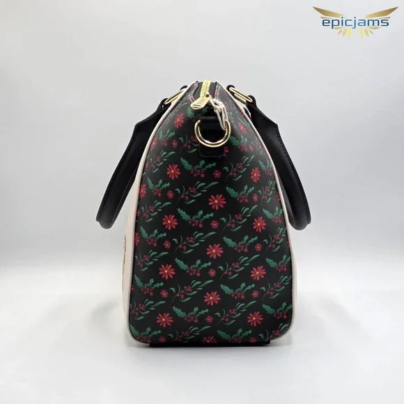 Loungefly Disney Beauty And The Beast Holiday Belle Floral Satchel Bag Purse New